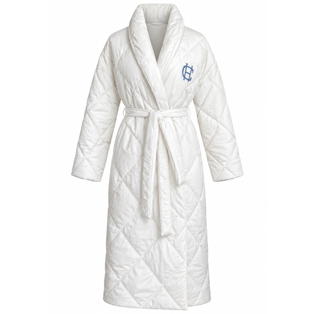 The Pillow Bar White Day Dreamer Down Duvet Robe Unisex Heavy Weight 100% Cotton
